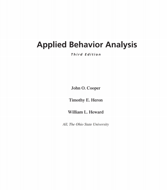 Applied Behavior Analysis 3rd Edition John O. Cooper - Uxbookstore